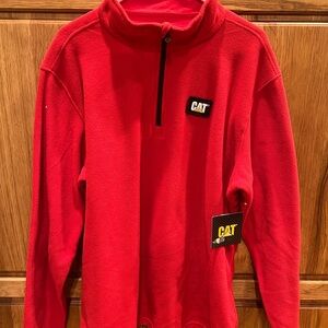 Caterpillar Red Half-Zip Fleece Sweatshirt